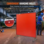 SucceBuy Welding Curtain Screen 6'x6' Hanging Welding Curtain Wall Flame-Resistant Vinyl Welding Protection Screens Portable Red
