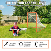 Charger l'image dans la visionneuse de galerie, Amocart 4/6FT Lacrosse Goal Small Kids Folding Portable Iron Frame Backyard Training Equipment For Youth Training Orange
