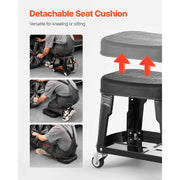 Bild in Galerie-Viewer laden, Amocart Mechanic Stool 300lbs Garage Seat with Wheels 360° Swivel Rolling Workshop Stool with Tool Tray for Garage, Shop Repair
