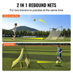 SucceBuy Soccer Trainer 2 IN 1 Rebounder Net Iron Soccer Practice Equipment Sports Football Rebounder Wall forTeam Solo Training