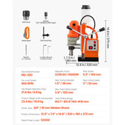 Bild in Galerie-Viewer laden, Amocart Magnetic Drill Press Portable Mag Drill Press Adjustable Speed for Metal Surface Industrial and Home Improvement Orange
