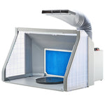 SucceBuy Airbrush Spray Booth Dual-Fans Portable Hobby Airbrush Paint Spray Booth Kit with LED Lights and Exhaust Extension Hose