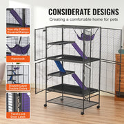 Charger l'image dans la visionneuse de galerie, Amocart 64.6" Rolling Metal Ferret Cage Large 4-Tier Critter Nation Cage Small Animal Cage for Rats Hamster Guinea Chinchilla
