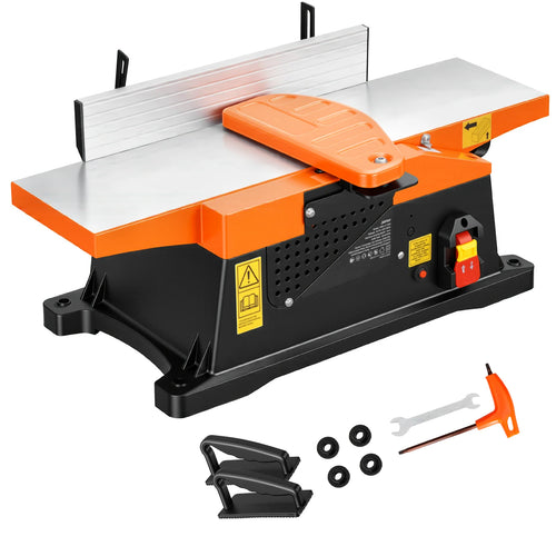 Amocart 6in 2HP 12000 RPM Benchtop Jointer 6 x 23 in Cast Aluminum Table Up to 1/8in Depth Adjustable Fence for Woodworking DIY