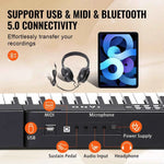 Amocart 88 Key Digital Piano Keyboard Semi Weighted Keys Full Size Electric Portable Keyboard Piano Set 1000 Tone for Beginners