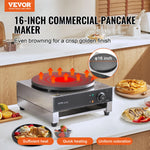 SucceBuy Electric Crepe Maker 16 Inch Commercial Crepe Machine Flat Plate Crepe Griddle Nonstick Circular Cereals Pancake Stove