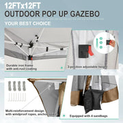 Load image into Gallery viewer, 12x12 FT Pop up Gazebo on Clearance Canopy Tent, Carpas para Patio, Easy up Outdoor Canopy Tents with Portable, Customized
