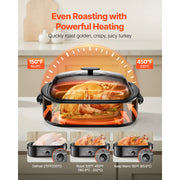 Charger l'image dans la visionneuse de galerie, Amocart Electric Roaster Oven 24 QT Turkey Roaster Oven with Self-Basting Lid 1450W Roaster Oven Defrost&amp;Warm Function black
