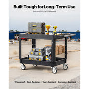 Charger l'image dans la visionneuse de galerie, Amocart 550 lbs Utility Service Cart Two-Shelf Plastic Hand Dolly Cart with 360° Swivel Wheels for Warehouse Garage Cleaning
