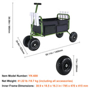Charger l'image dans la visionneuse de galerie, Amocart 300lbs Beach Fishing Cart Fish Marine Foldable Cart with 4 11" Wheels 8 Rod Holders Pier Wagon Trolley for Sand Picnic
