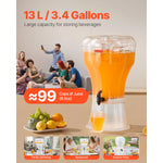 SucceBuy Beverage Dispenser 3.4 Gallon Drink Dispenser for Parties Plastic Juice Dispensers with No-Drip Spigot for Restaurants
