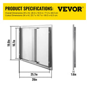 Load image into Gallery viewer, SucceBuy Stainless Steel BBQ Cabinet Access Door W/ Recessed Handle for Indoor/Outdoor Kitchen BBQ Island Kitchen Sink Fireplace

