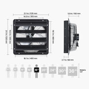 Charger l'image dans la visionneuse de galerie, Amocart 10/12/14/18 inch Shutter Exhaust Fan Wall Mounted Attic Vent Fan with Variable Speed Controller AC Motor for Greenhouse

