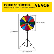 Charger l'image dans la visionneuse de galerie, Amocart 18 Inch Tabletop Color Prize Wheel w/ Folding Tripod Floor Stand 14 Slots Dry Erase for Win Fortune Spinning Stand Game
