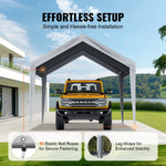 Amocart Carport Replacement Canopy Cover Garage Top Tent Shelter Tarp Heavy-Duty Waterproof & UV Protected with Ball Bungees