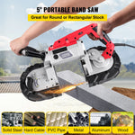 SucceBuy Portable BandSaw 5Inch Cutting Capacity Cordless Variable Speed 10Amp Motor Deep Cut Bandsaw for Metal Wood Pipes Rebar