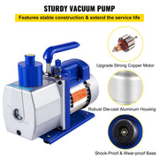 Charger l'image dans la visionneuse de galerie, Amocart Vacuum Pump 7 CFM 1/3 HP Single Stage for R12 R22 R134a R410a Systems, 5PA Vacuum Refrigerant for Automobile Reparation
