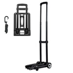 SucceBuy Folding Hand Truck 110lbs Capacity Collapsible Luggage Cart w/ 2Wheels&1 Elastic Rope Utility Dolly Platform Cart Black