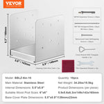 SucceBuy Post Base Stainless Steel Adjustable Post Anchor Bracket  Base Pavilion Deck Porch Handrail Support Decorative Plate