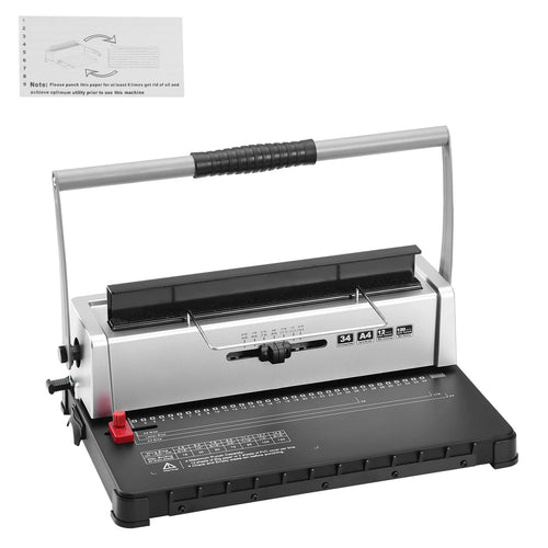 Amocart Coil Spiral Binding Machine Manual Book Maker 34-Holes Binding 120 Sheets Punch Binder w/ Adjustable Coil Binding Spine
