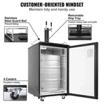 Amocart 152L Stainless Steel Beer Kegerator Draft Beer Dispenser Adjustable Faucet Regulator Keg Refrigerator Dual Tap for Home