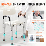 SucceBuy Shower Chair with Back Adjustable Height for Bathtub Non-slip Bathroom Bench Seat for Elderly Disabled 350 LBS Capacity