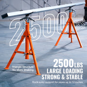 Charger l'image dans la visionneuse de galerie, Amocart Pipe Stand 2500LBS Heavy Duty Pipe Jack Stands 27.2-52 Height Adjustable V Head Pipe Stand Steel Folding Jack Stand
