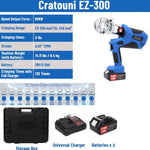 EZ-300 EZ-400 Electric Hydraulic Plier w Battery Handheld Rechargeable Cable Copper Aluminum Terminal Crimping Tool & 12Set Mold