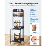 Bild in Galerie-Viewer laden, Amocart 4-Tier 3D Printer Filament Storage Rack with Wheels Printer Stand Spools Holder Cart for 3D Printing Station Office
