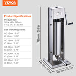 SucceBuy Manual Sausage Stuffer 5LBS/3L Capacity Two Speed 304 Stainless Steel Vertical Sausage Stuffer Sausage Filling Machine