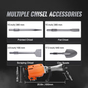 Charger l'image dans la visionneuse de galerie, Amocart Demolition Jack Hammer 1500W/2200W/3500W Jack Hammer Concrete Breaker Heavy Duty Electric Jack Hammer 2/4pcs Chisel
