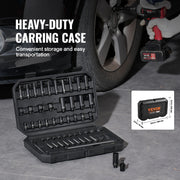 Bild in Galerie-Viewer laden, SucceBuy Drive Impact Socket Set Deep Shallow Socket Set CR-V Alloy Steel Auto Repair Easy-to-Read Size Markings Storage Case
