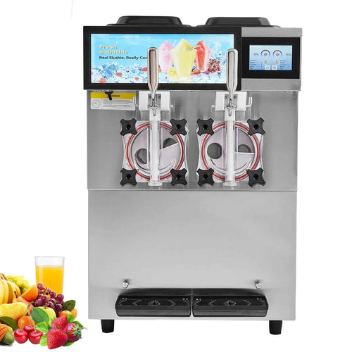 Amocart Commercial Slushy Machine 12L Singal or Double Tanks Cool and Freeze Modes, Stainless Steel Margarita Smoothie Frozen Drink Maker Slushie Machine for Party Cafes Restaurants Bars Home