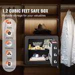 SucceBuy 1.2/0.5 Cubbic Fit Electronic Safe Deposit Safe Box W/ Digital Access & Override Keys for Money Gun Jewelry Document