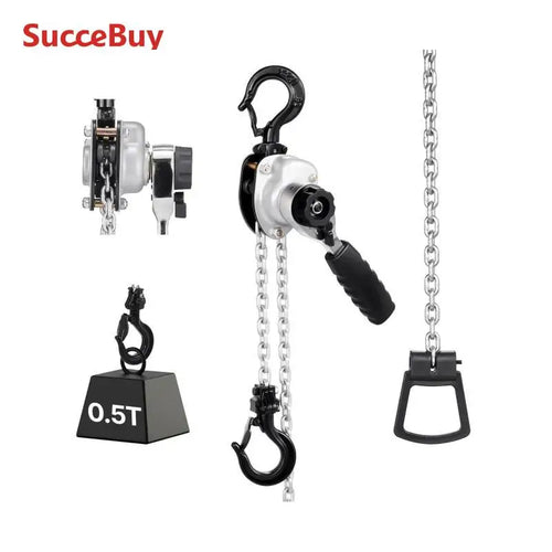 Amocart 0.25/0.5T Manual Lever Chain Hoist Come Along 5/10/20ft Lift Height with Dual Pawl Brake & Hooks for Warehouse Garage