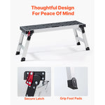 SucceBuy 500lbs Folding Work Platform 35.8x12.2in Aluminum Step Stool 16.5in Height with Locks for Painting & Maintenance & Home
