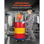 Amocart 2000lbs Drum Dolly 55Gal Barrel Mobile Base with Cross Braces & 4 Swivel Wheels Hand Truck for Warehouse Drum Handling