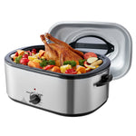 SucceBuy Electric Roaster Oven 24 QT Turkey Roaster Oven with Self-Basting Lid 1450W Roaster Oven Defrost&Warm Function Silver