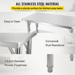 Amocart Folding Commercial Prep Table Commercial Worktable Workstation with Undershelf Folding Table for Home Kitchen