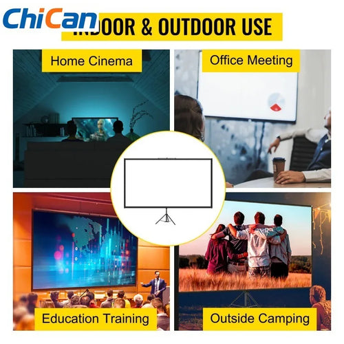【Upgraded】Amocart 100 Inch Tripod Projector Screen with Stand 16:9 4K HD Portable Projection Home Cinema for Indoor & Outdoor P