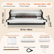 Bild in Galerie-Viewer laden, Amocart Commercial Vacuum Sealer Machine Multifunction Automatic Food Packaging with Bag Roll Storage Cutter for Home Kitchen
