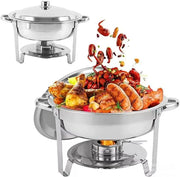 Charger l'image dans la visionneuse de galerie, Amocart 4 Pack Chafing Dish Buffet Set Stainless Steel Chafer w/4 Full Size Pan Round Catering Warmer Server for Party Banquets
