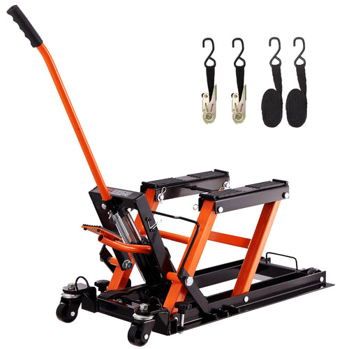 1500 LBS Steel Hydraulic Motorcycle Jack Stand ATV Scissor Lift Jack Scissor Lift Jack Stand with 4 Wheels for ATV UTVs