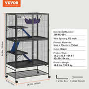 Charger l'image dans la visionneuse de galerie, Amocart 64.6" Rolling Metal Ferret Cage Large 4-Tier Critter Nation Cage Small Animal Cage for Rats Hamster Guinea Chinchilla

