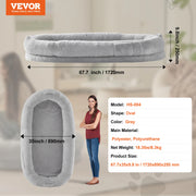 Bild in Galerie-Viewer laden, Amocart Human Dog Bed Human Dog Bed for Adult Human Size Dog Bed with Washable Faux Rabbit Fur Cover Egg Orthopedic Foam Grey
