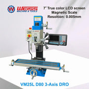 Charger l'image dans la visionneuse de galerie, WEISS Milling Machine VM25L 1100W Brushless Motor Mill Drill MT3 R8 Variable Speed 2250rpm for Precision Machining
