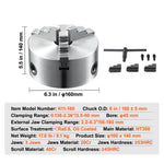 Amocart 3-Jaw Lathe Chuck 160mm / 200mm / 250mm Self-Centering Lathe Chuck Multiple Clamping Range for Lathe Printer Machining