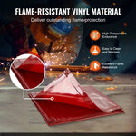 SucceBuy Welding Curtain Screen 6'x6' Hanging Welding Curtain Wall Flame-Resistant Vinyl Welding Protection Screens Portable Red