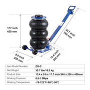 Charger l'image dans la visionneuse de galerie, Amocart Pneumatic Jack 3 Ton/5 Ton Triple Bag Air Jack Quick Lift Heavy Duty Car Repair Jacks Folding Rod Jacks with Two Wheels
