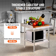 Charger l'image dans la visionneuse de galerie, Amocart Stainless Steel Work Table Commercial Heavy Duty Food Prep Worktable with Adjustable Height for Restaurant Home Hotel
